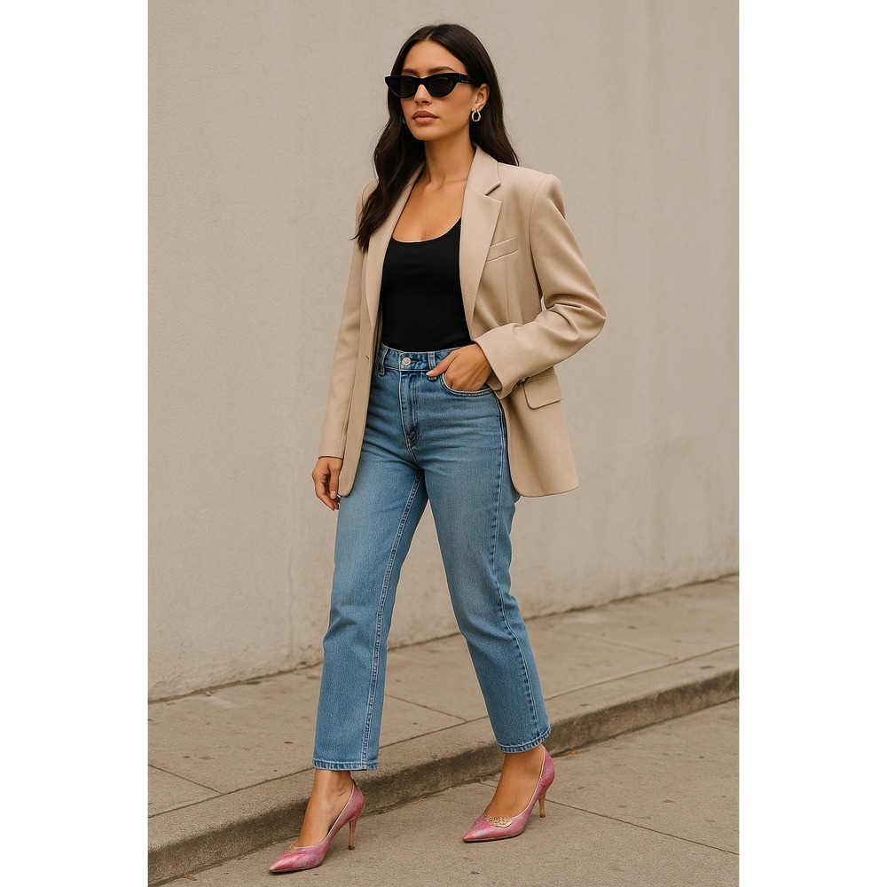 Sparkling Pink Gold Snakeskin Pointed‎ Toe Stiletto Heels Women's Size 38